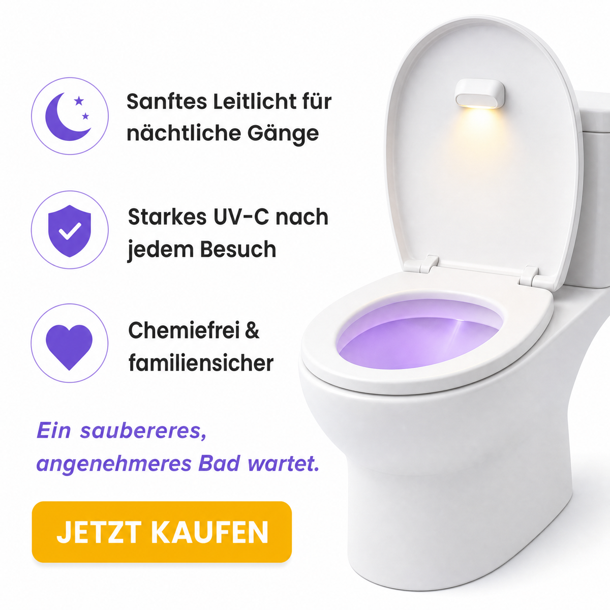 Selbstreinigendes UV-Toiletten-Desinfektionsgerät & Nachtlicht
