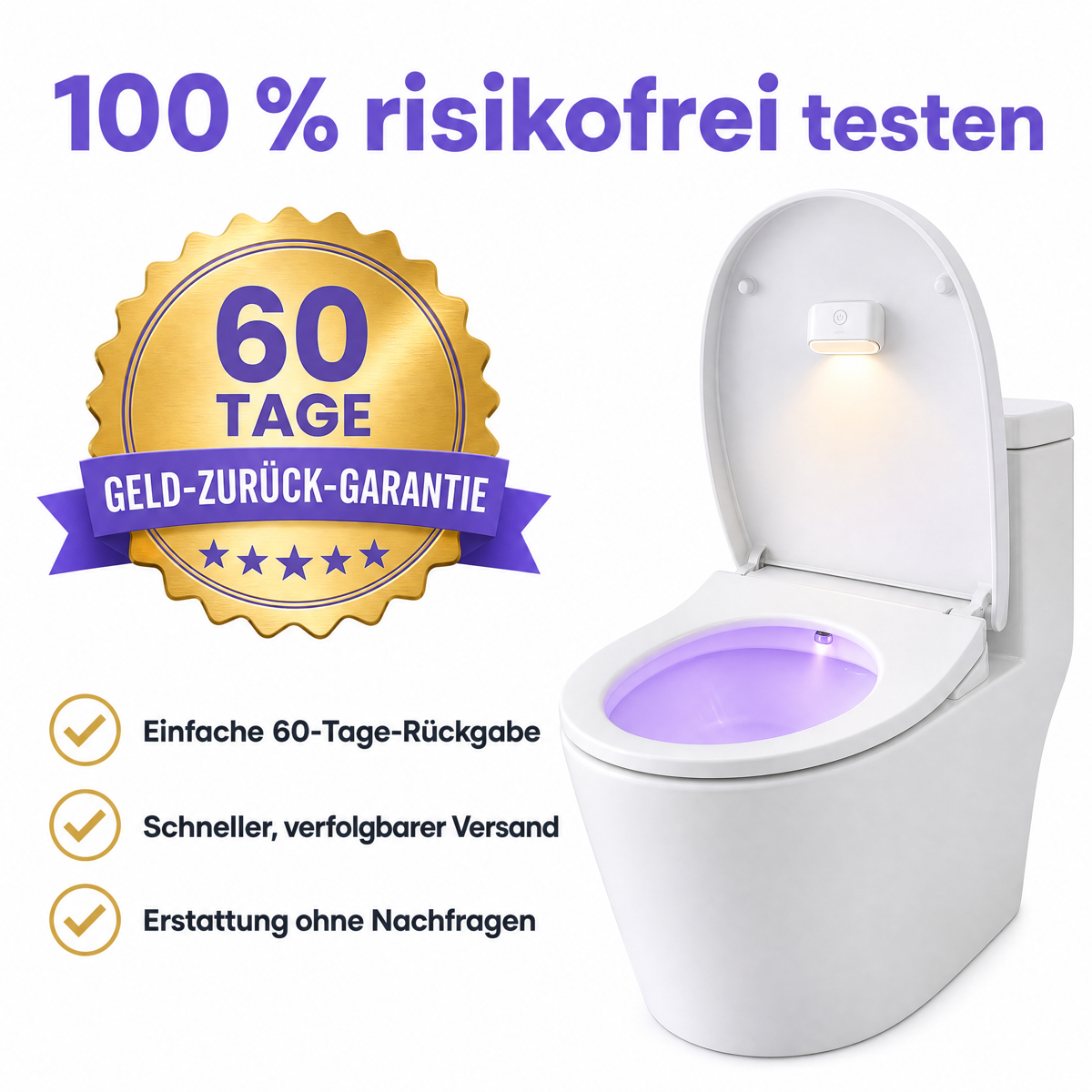 Selbstreinigendes UV-Toiletten-Desinfektionsgerät & Nachtlicht